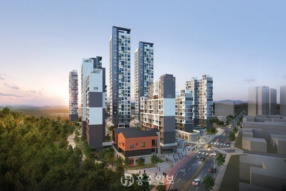 충남형 더 행복한 주택 ‘꿈비채’ 아산 배방 월천지구 조감도.