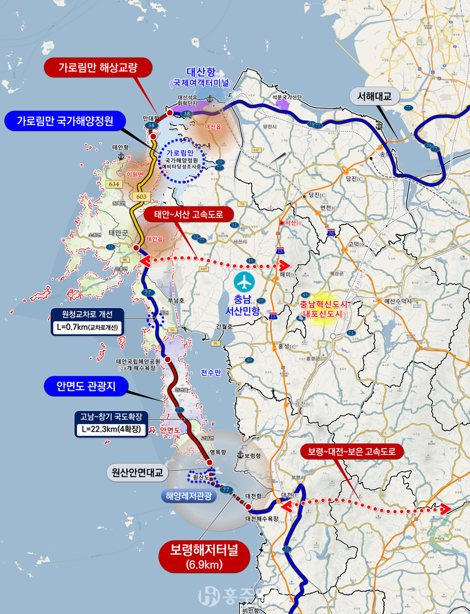 보령해저터널 위치도.