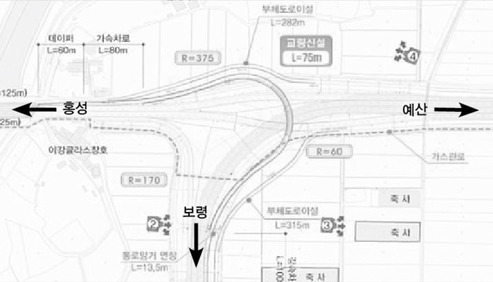 국도21호선 장성교차로 위치도.