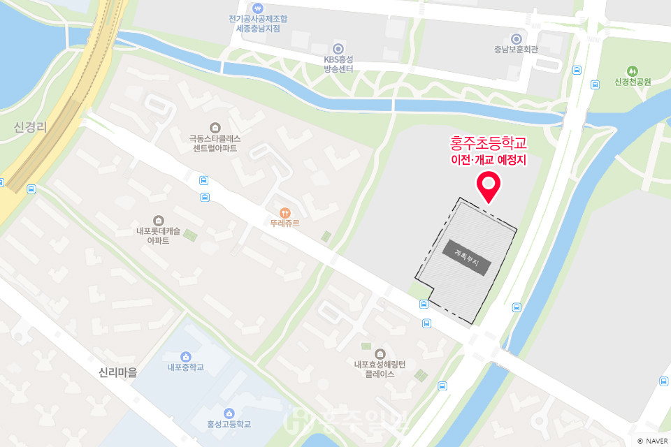 내포신도시 내 홍주초등학교 이전·개교 예정지.