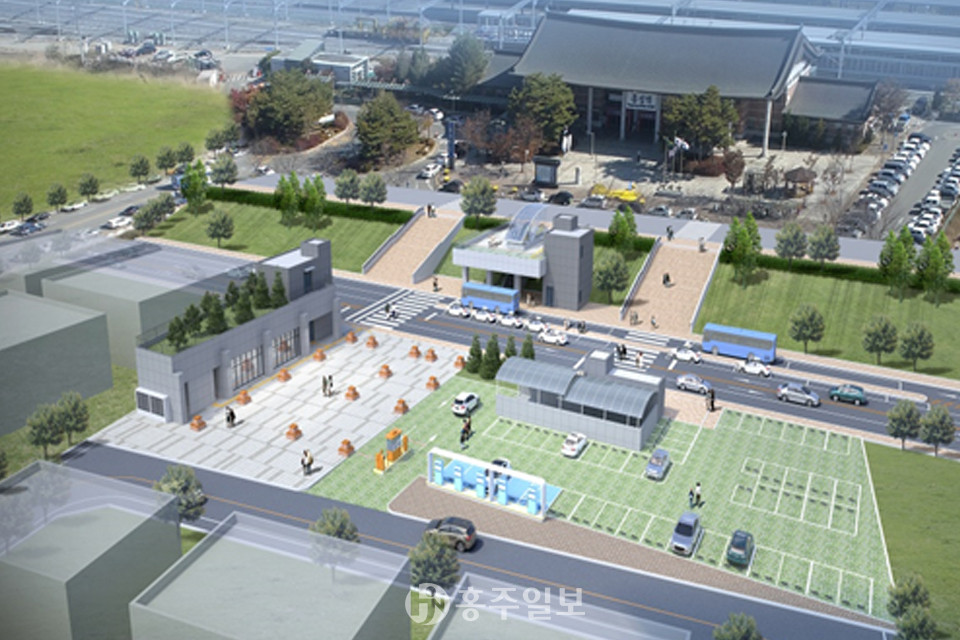 홍성역 앞 광장 지하에 조성될 첨단 스마트주차장.