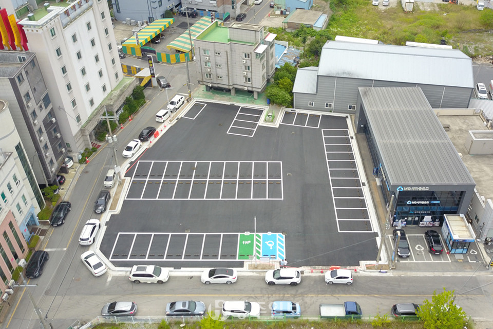 홍성읍 원도심 곳곳에 조성된 쌈지주차장 전경.