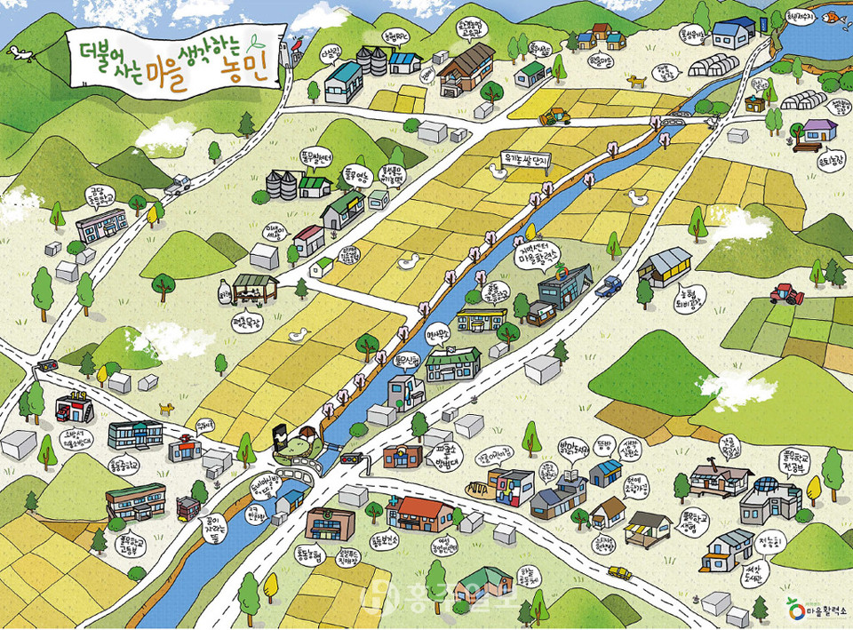 귀농·귀촌 1번지로 알려진 홍동마을 지도.