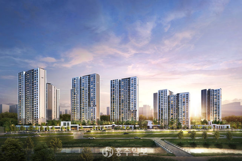 내포신도시에 건설 중인 ‘e편한세상 내포 퍼스트드림’ 조감도.