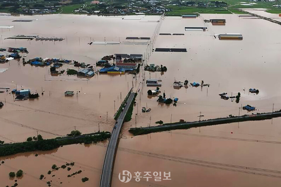 예산군 삽교읍 용동리 침수피해 현장.