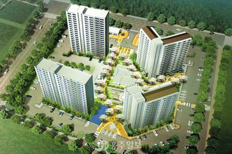 ‘2025년 그린홈 으뜸아파트’로 선정된 LH홍성남장천년나무4단지아파트 조감도.